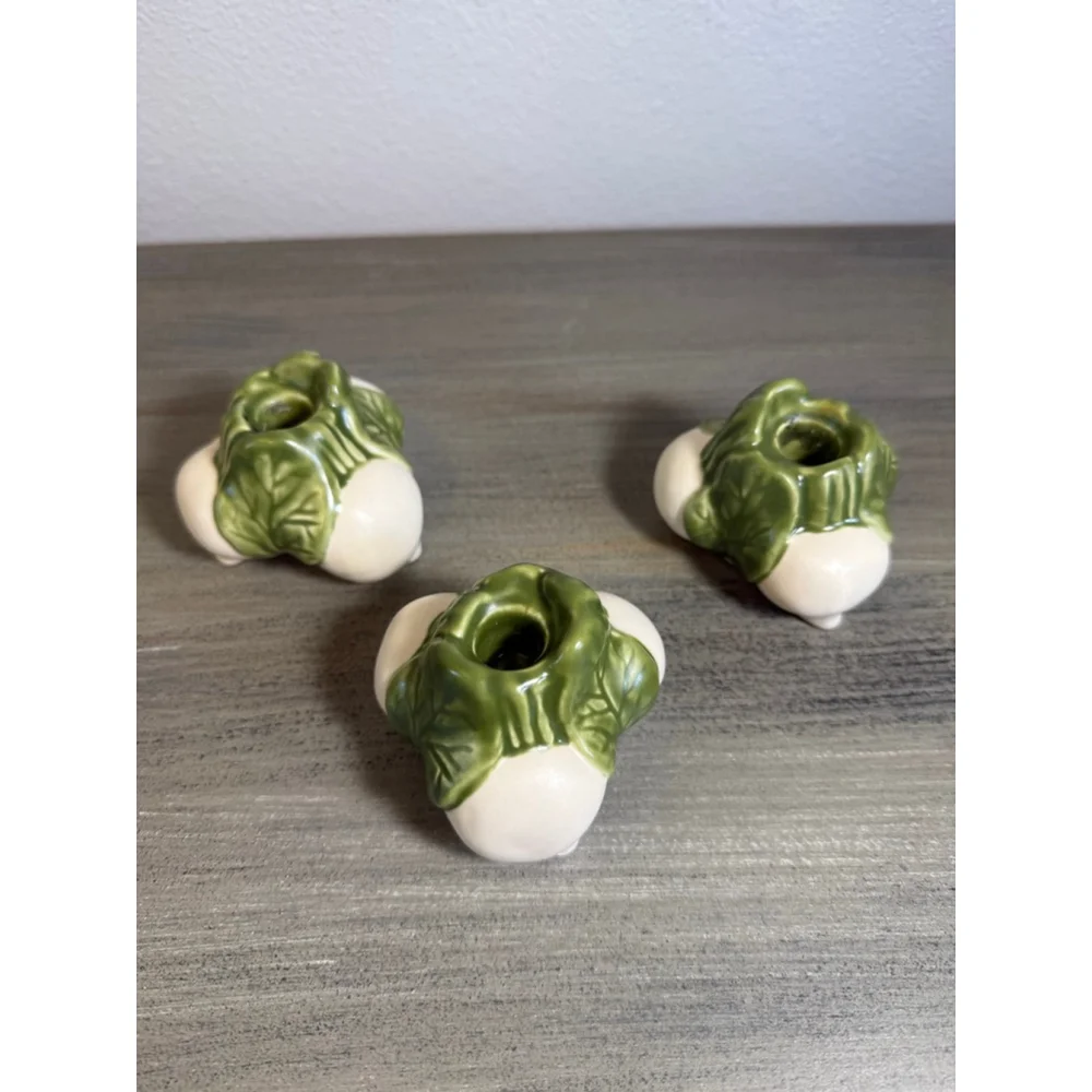 WILLIAMS SONOMA Farm Stand RADISH Tiny Taper Candle Holders Farmhouse Decor x 3